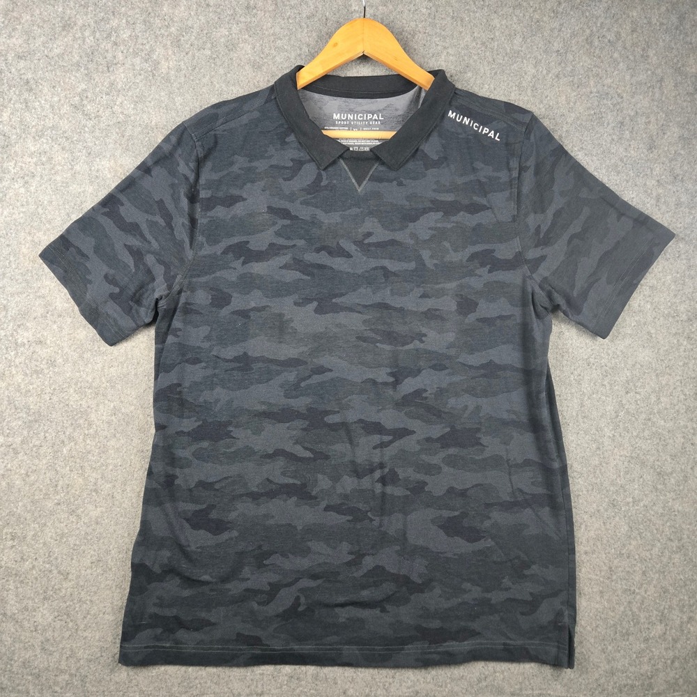 Municipal Camo Polo Shirt Mens XL Black Gray Sport Utility Gear Mark Wahlberg